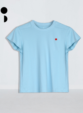 WELKIN&WZWJ25秋新时尚休闲运动舒适纯色简约短袖T恤女W431T11577