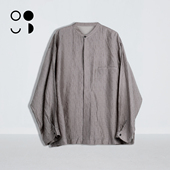 未知未觉新中式 衬衣W442C19627 宽松慵懒长袖 肌理感立领衬衫 女薄款