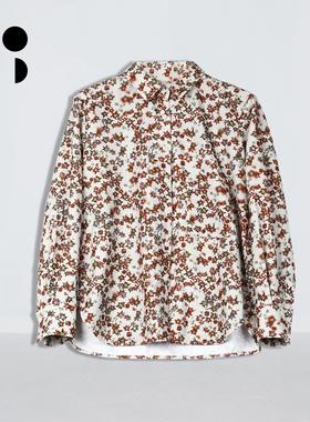 未知未觉25冬新品短款纯棉宽松长袖法式复古碎花衬衫女W443C11317