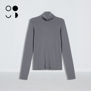 未知未觉基础莱赛尔羊毛混纺修身长袖内搭高领打底衫女W442T19529