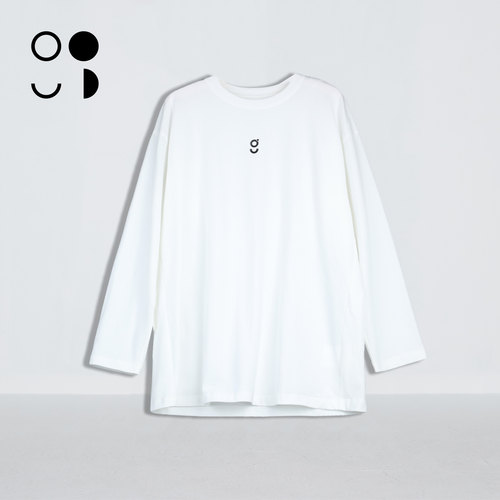 未知未觉基础款极简百搭圆领宽松纯棉长袖印花T恤女W441T11554