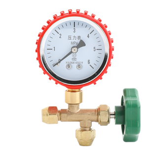 卓克空调压力表氮气保压表60kg打压表6.0Mpa公制三通阀带铜螺帽