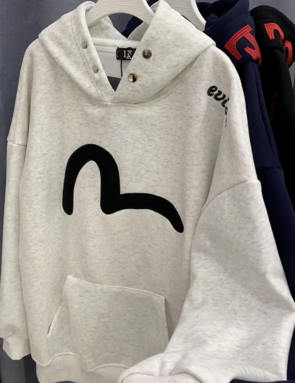 美式高街字母刺绣连帽卫衣女秋冬加绒加厚男宽松休闲百搭学生潮牌