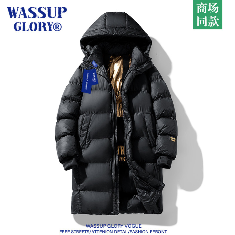 WASSUP GLORY黑金羽绒棉服男中长款冬季加厚防寒服石墨烯发热外套