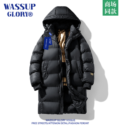 WASSUP GLORY黑金羽绒棉服男中长款冬季加厚防寒服石墨烯发热外套