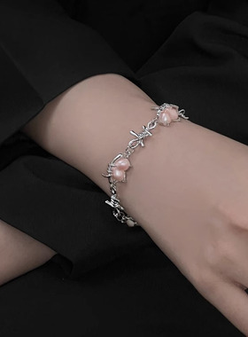 新款个性荆棘粉色爱心手