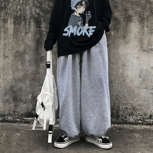 韩国ulzzang原宿INS超宽松束脚灯笼裤纯色百搭情侣休闲裤男女19ss