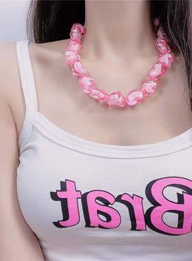 韩国蹦迪甜酷风千禧爱心水晶项链