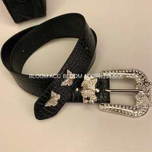 美式复古辣妹暗黑皮革蝴蝶腰带牛仔低腰裤带流行装饰带小众设计