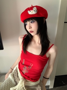 千禧y2k辣妹立体KT帽可爱贝雷帽 亚文化亚比画家帽hellokitty帽子