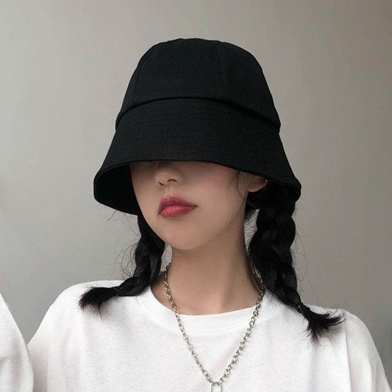 黑色日系渔夫帽女百搭大头围水桶