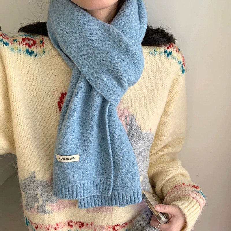 含羊毛秋冬韩系保暖护颈小围巾