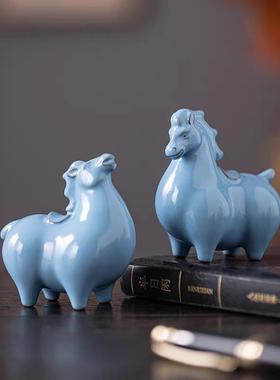 创意陶瓷唐马饰品，为家庭客厅吸引财富和办公室生肖马成功电视柜
