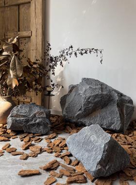 模拟石悬浮泡沫石壁挂室内楼梯景观软装绿化植物景观雕塑假山摆件