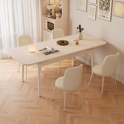 法式实木餐桌可伸缩餐桌家用小户型长方形桌椅客饭厅折叠吃饭桌子