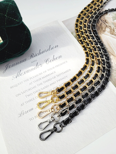 小香风包包链条穿皮黑色包带高档单肩斜跨腋下无扣链子单买不掉色