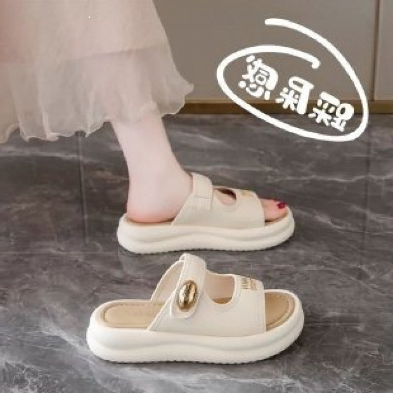 美步2026夏季厚底一字凉拖