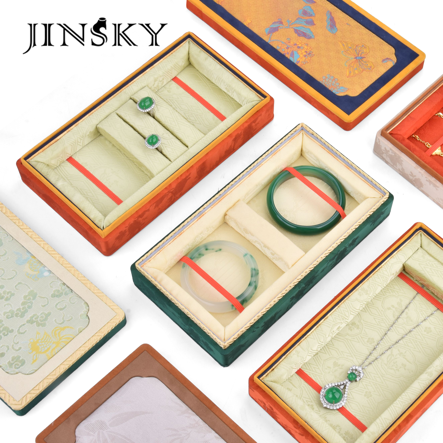 国潮首饰盒戒指项链手镯手链收纳盒古风翡翠玉器珠宝包装礼盒锦盒