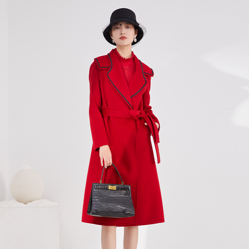 杨门2025冬季新款时尚双面呢大衣