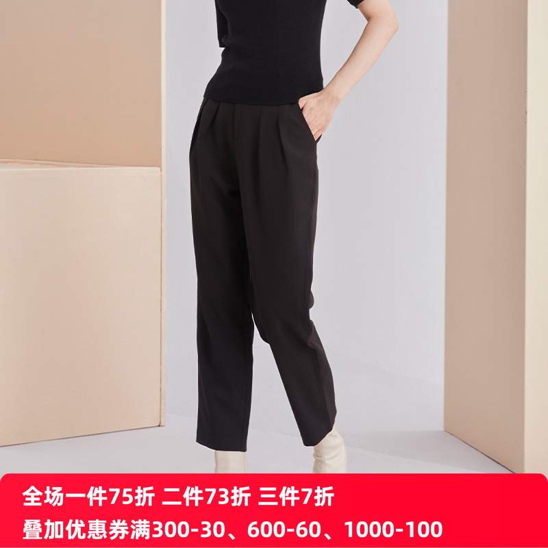 通勤黑色哈伦裤女士通勤西装裤子女长裤专柜正品春季新款纯色长裤