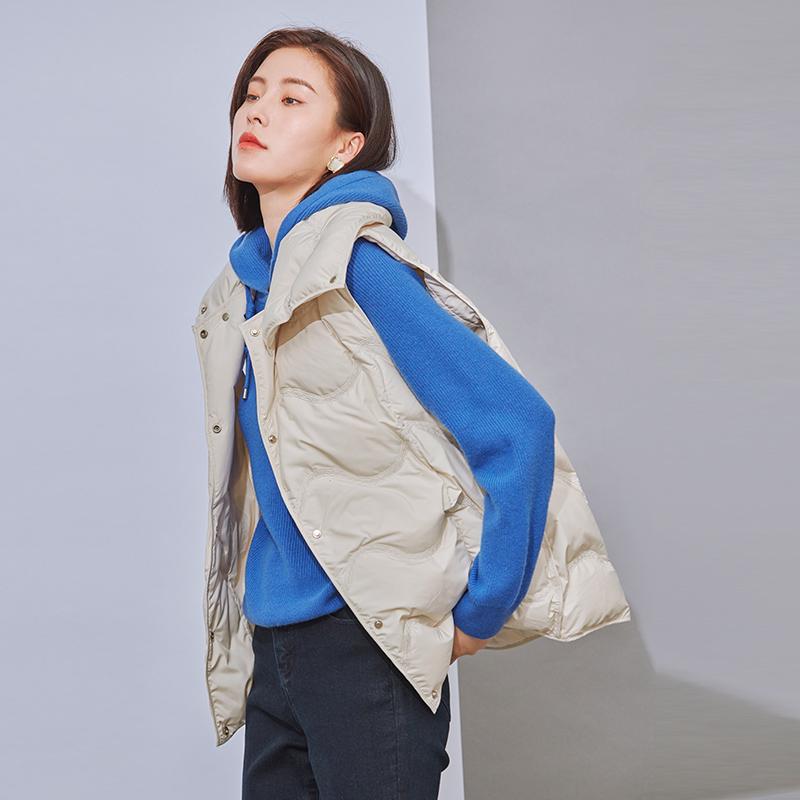 短款羽绒马甲杨门通勤翻领