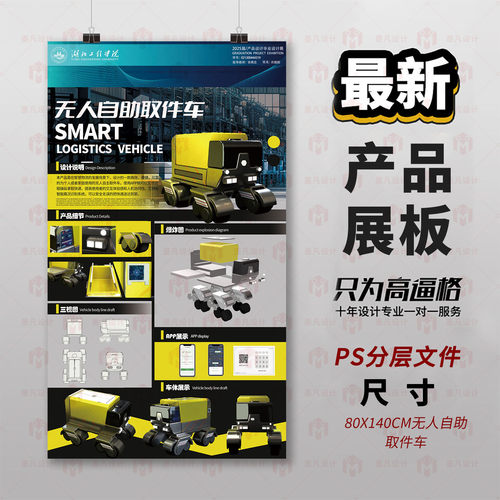 原创源文件最新产品展板设计排版60X150复古家具3D建模PS分层模板