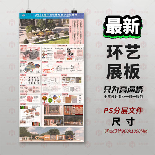 原创环艺设计毕业展板PS分层文件3D建模现代简约风格模板