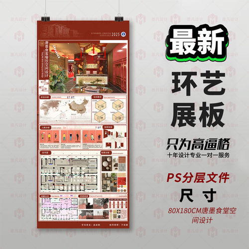 环艺展板PS模板80X180CM室内设计3D建模平面设计素材