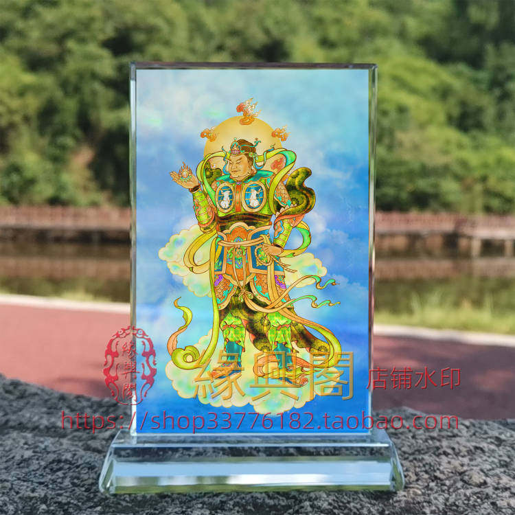定制佛画像药叉十二神将招杜罗大将水晶玻璃摆件桌面摆台摆设创意