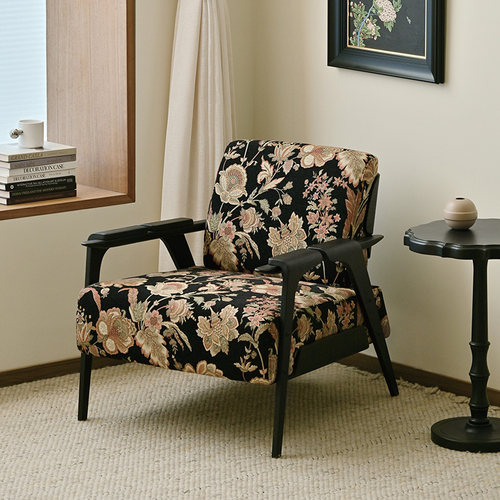 UCK又壳 | 原创设计浪漫法式复古单人沙发椅中古风客厅实木休闲椅