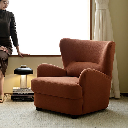 UCK又壳 | 羊羔绒简约复古单人沙发椅中古风小户型客厅旋转休闲椅