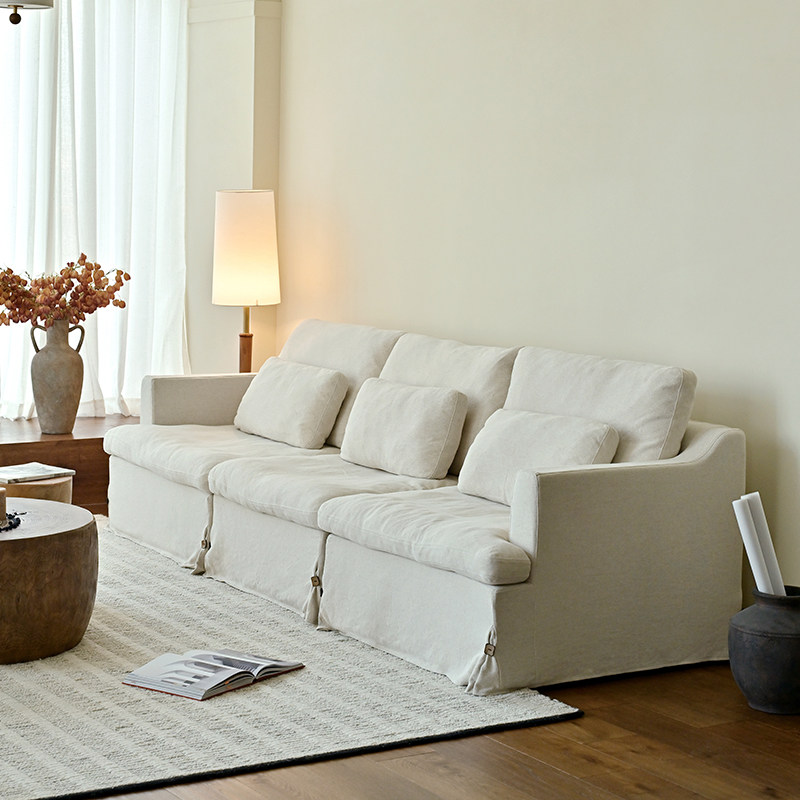 UCK又壳 | 日式侘寂风布艺沙发三人位可拆洗棉麻简约直排客厅慵懒