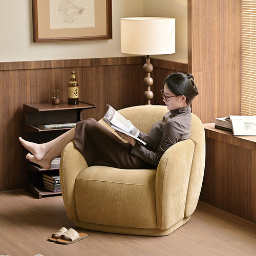 法式复古雪尼尔绒单人沙发椅