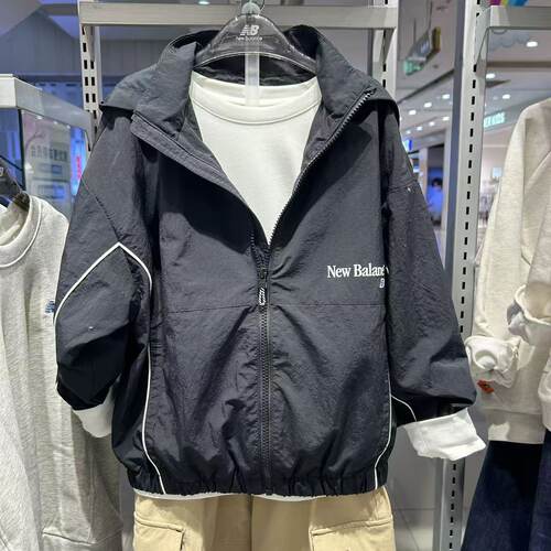 New Balance/NB童装秋男女童防泼水运动休闲连帽梭织外套7AG3E083