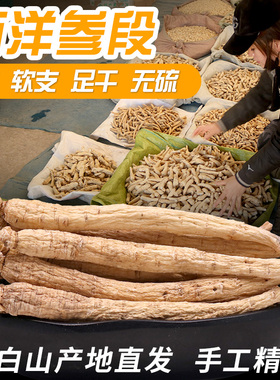 60-80支西洋参整枝500g正宗特级酉详羊叁期祺其条长白山花旗参段