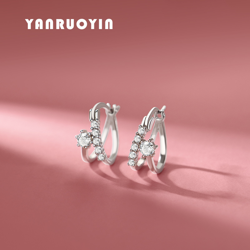 纯银精致时尚耳环女养耳洞