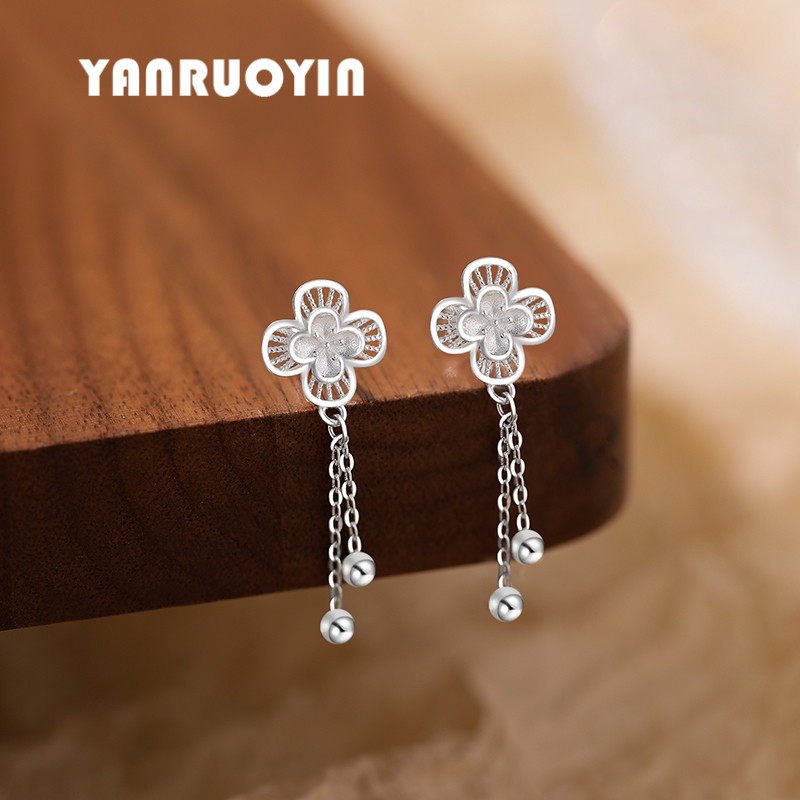 999足银耳钉女纯银花朵流苏设计甜美可爱甜美森系小清新百搭耳饰,饰品/流行首饰/时尚饰品新,银饰耳饰,淘宝优惠券,粉丝福利购,淘宝优惠卷