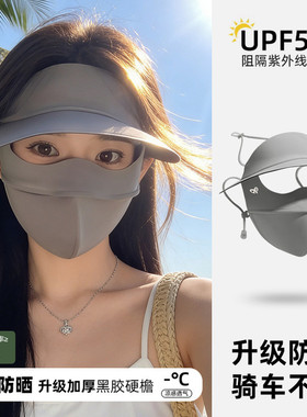 医美面罩帽檐脸基尼一体冰丝运动遮阳防晒帽口罩一体全脸防紫外线