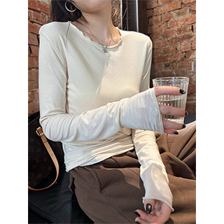 温柔感亲肤贴身长袖打底衫女新款