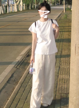 LIL CHER白色正肩短袖T恤女2025新款春夏修身内搭打底衫短款上衣