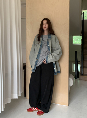 LIL CHER机能气球裤轻氧立体廓形休闲裤女宽松弧形黑色工装裤裤子