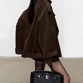 新款 LIL CHER秋冬气质外套2025春秋季 麂皮绒翻领风衣外套女高级感