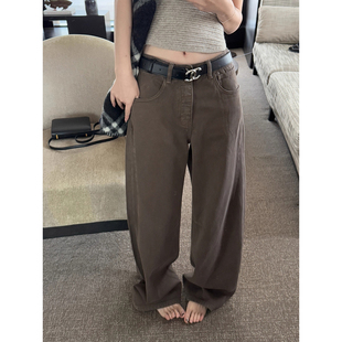 子长裤 秋冬裤 CHER糖炒栗子特殊水洗色巨洋气薄绒显腿直牛仔裤 LIL