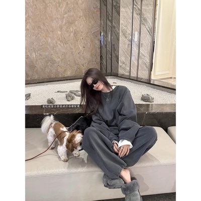 保暖卫衣卫裤裤子长裤套装秋冬