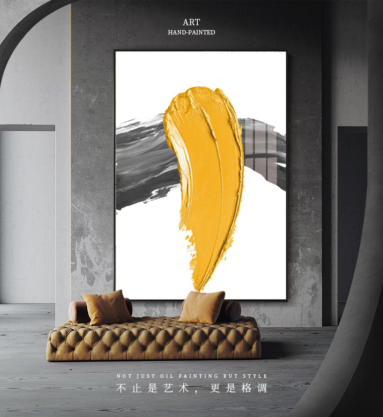 纯手绘客厅几何抽象油画简约装饰画客厅卧室床头沙发背景墙壁挂画