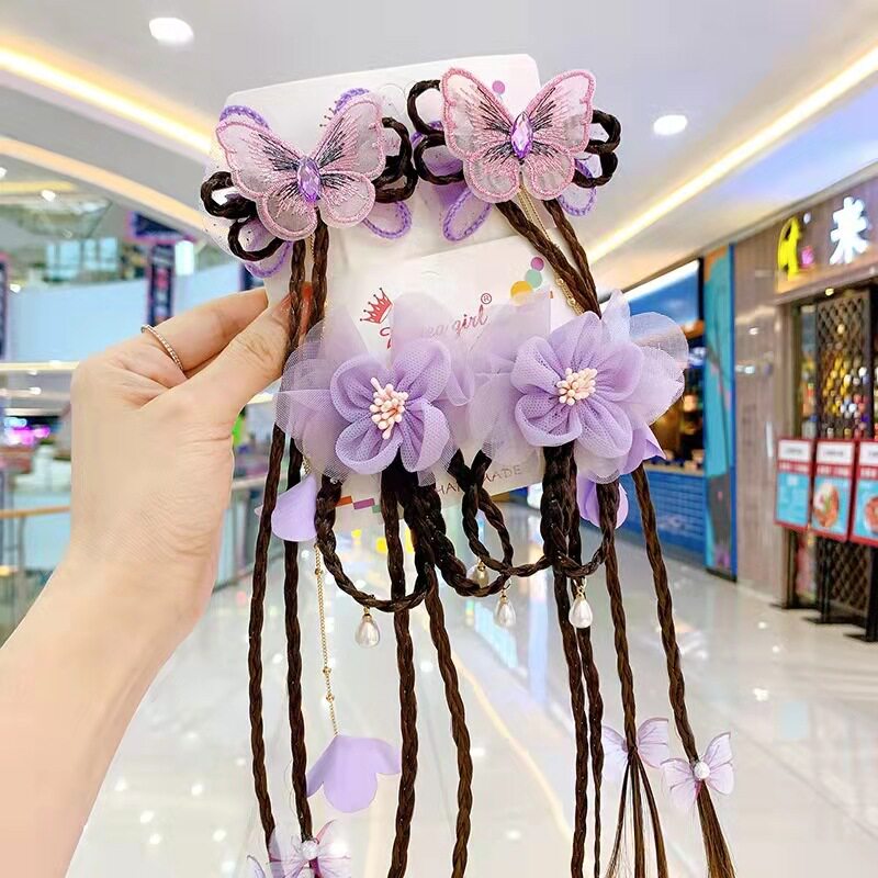 儿童发箍头饰古风假发辫子发饰女童汉服配饰发卡中国风流苏飘带