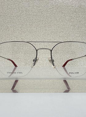 意大利police眼镜架男女可配近视VPLD02高级不锈钢双梁多边形70