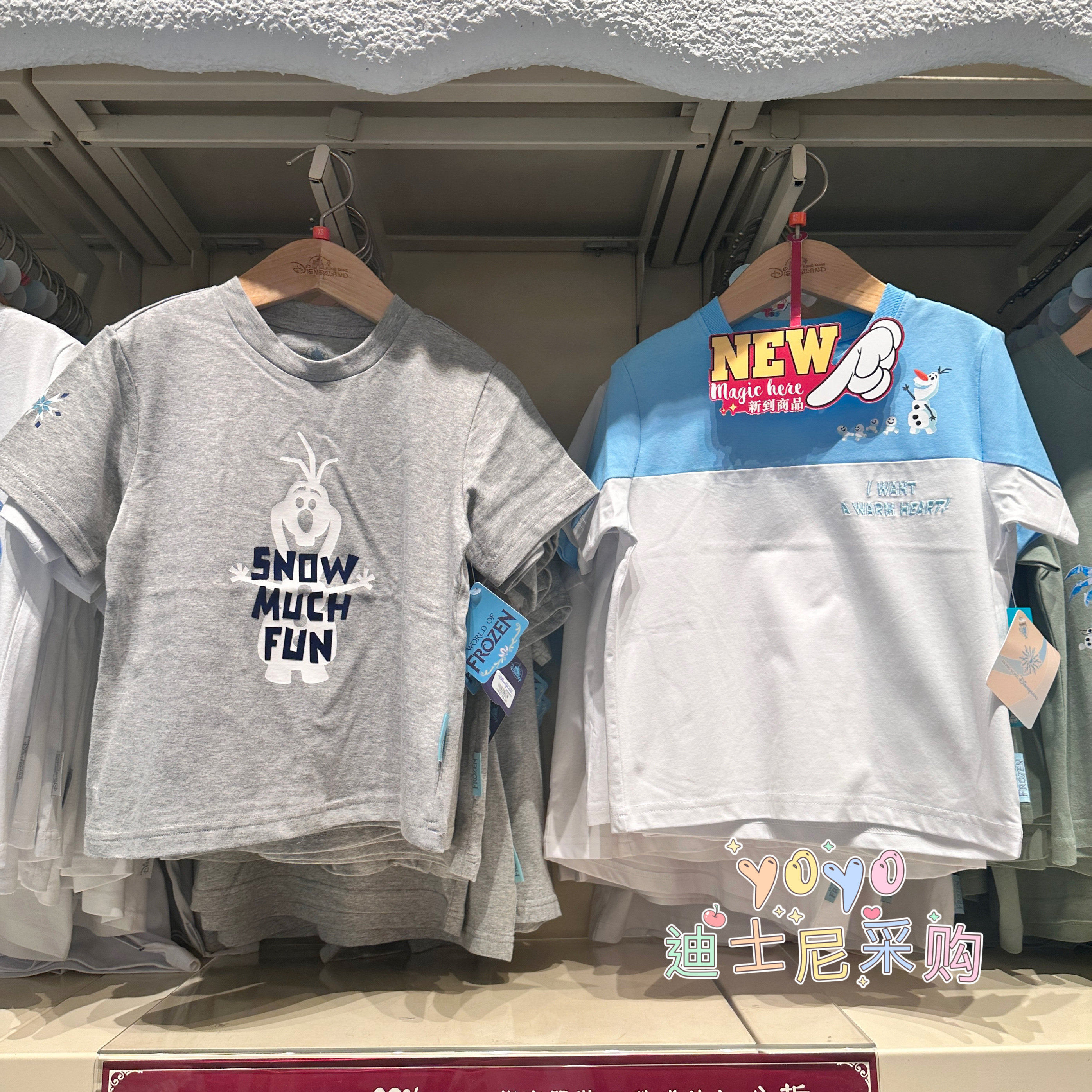 香港迪士尼 冰雪奇缘 雪宝olaf 可爱卡通儿童 短袖T恤 纯棉上衣