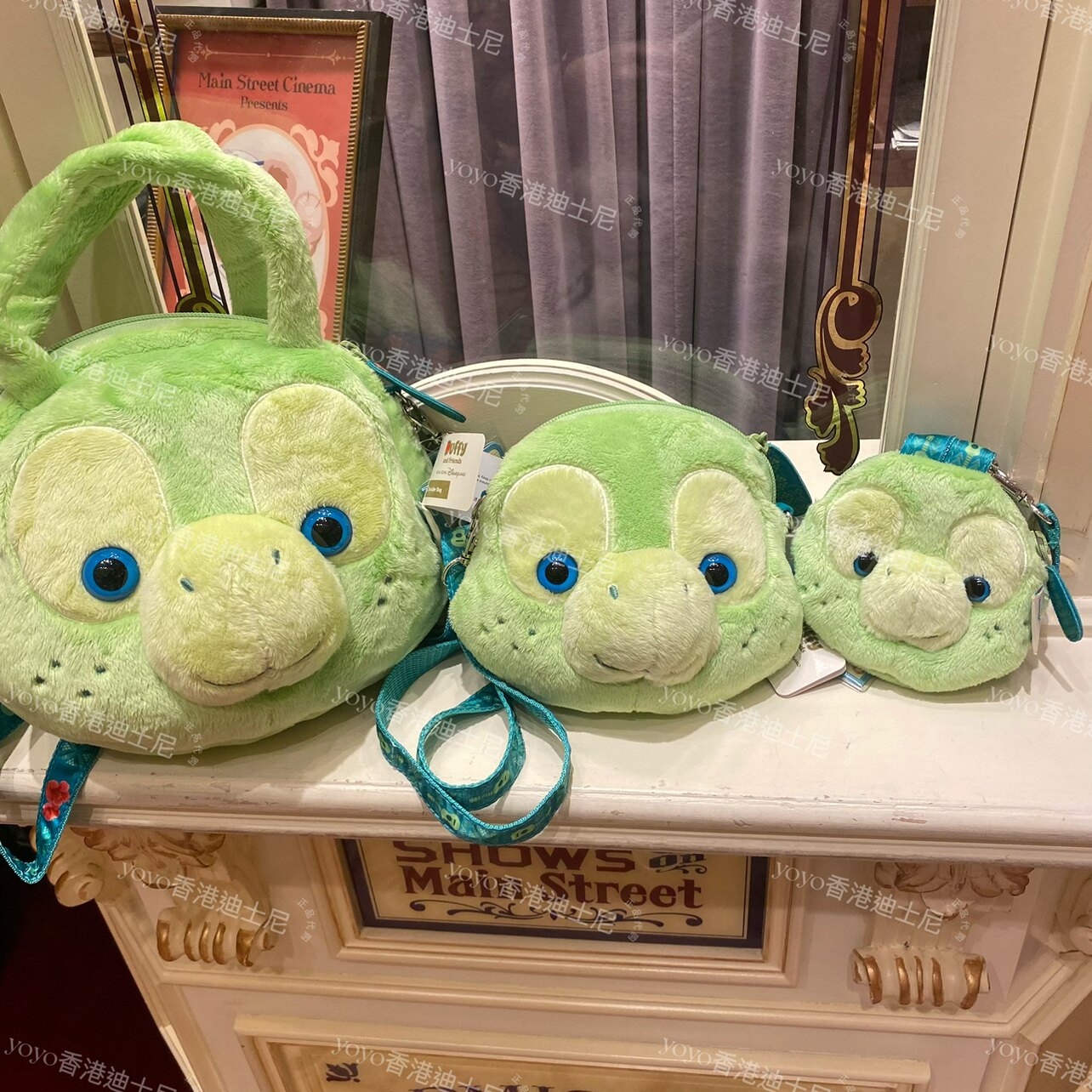 香港迪士尼2023奥乐米拉 乌龟可爱卡通大头包 斜挎包 散钱包挂件