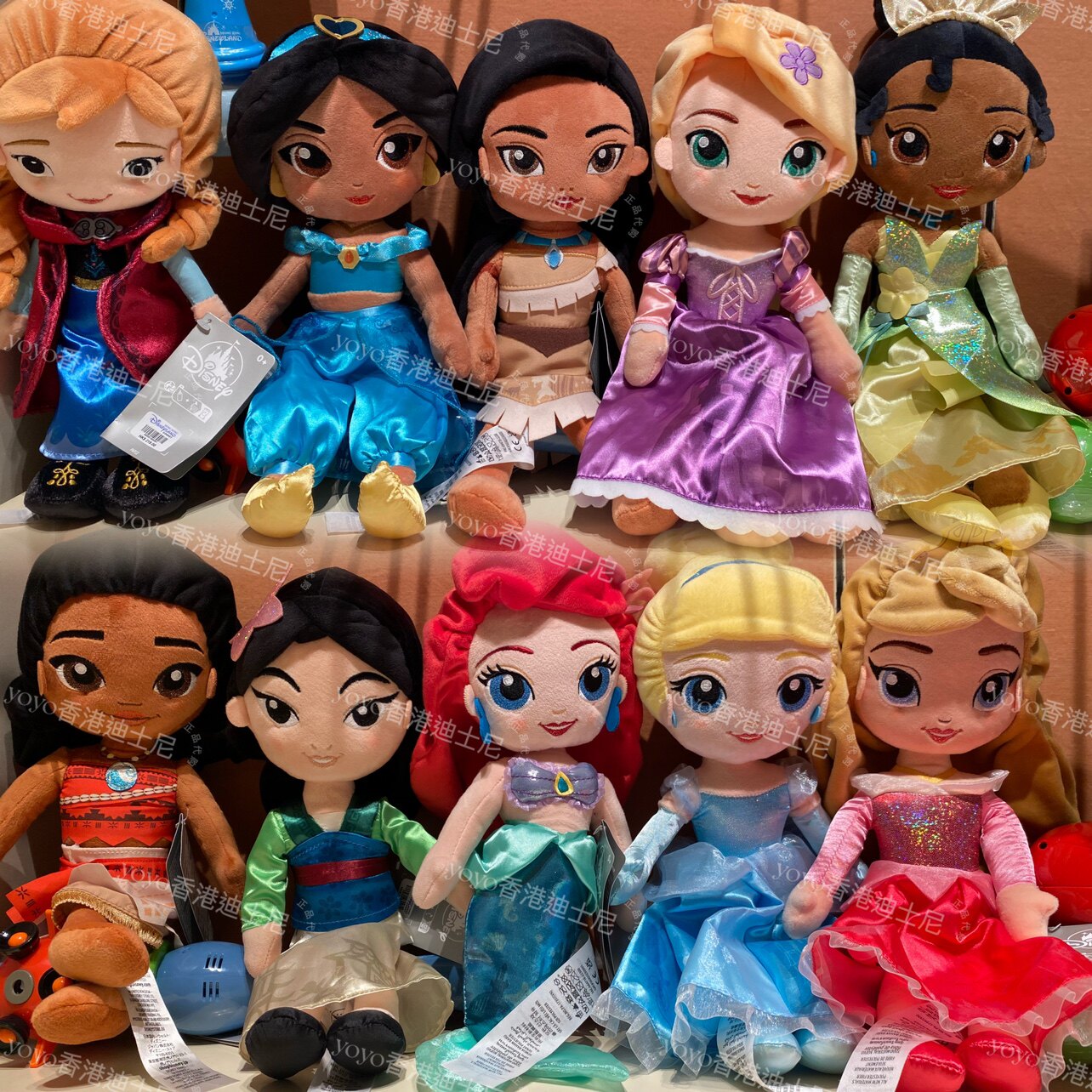 香港迪士尼 灰姑娘贝儿美人鱼长发公主们人偶布娃娃女童玩偶公仔